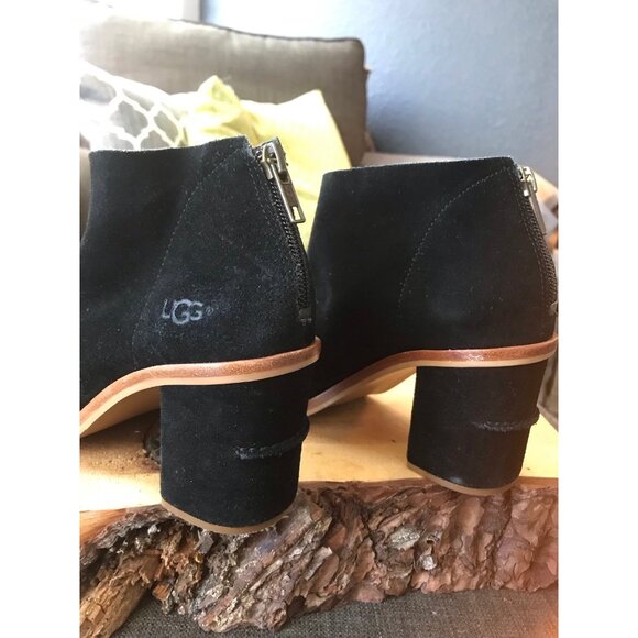 UGG Ginger Open Toe Ankle Boot Black Suede Size 6 1/2 Dressy Casual Summer fall - Picture 5 of 12